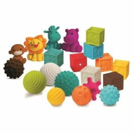 Infantino Senso Set de Juego Sensorial: 8 bolas blandas, 8 cubos de actividad y 4 rociadores de animales para bebés +6 meses