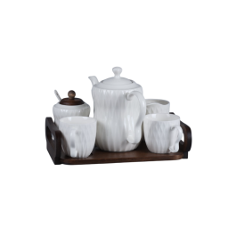 DKD Home Decor Tazas de Café Porcelana Bambú Blanco Marrón Oscuro 20 x 19 x 28 cm Set de 6 Precio: 28.9500002. SKU: B1K4N5DZJP