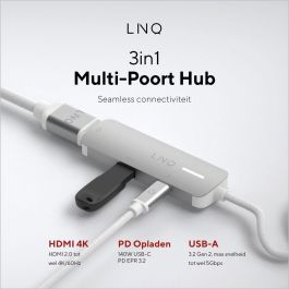 Hub USB Linq Byelements LQ49031 Blanco Gris