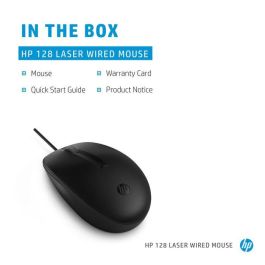 HP 128 Ratón con Cable Láser Cómodo para Productividad Diaria
