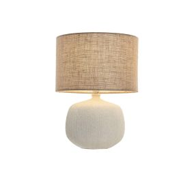 DKD Home Decor Lámpara Sobremesa Urban Gres Yute Crema Marrón Claro 38x51x38cm E27 50W