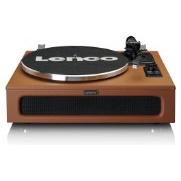 Lenco LS-430BN Tocadiscos de tracción por correa con Bluetooth, 4 altavoces integrados, 33/45 RPM, color marrón