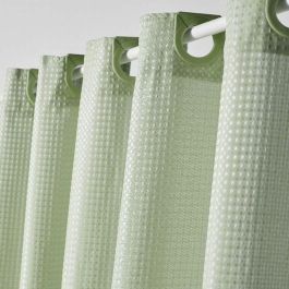 Today Cortina de Ducha Gofres Verde Poliéster 180 x 200 cm con 12 Ganchos TOD3574641275518