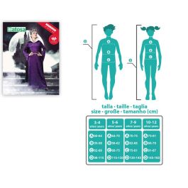 Disfraz Malvada Hechizera Niña Infantil 7-9 Años Vestido Violeta Capa Negra Cuello Alto Cinturón Dorado Fantasía