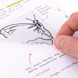 Milan Bloc Notas Adhesivas 50H 76x76 mm Plástico Translúcido, Removibles y Transparentes