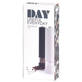 Day Juego de 2 Molinillos Eléctricos Sal/Pimienta Blancos y Negros con Pulsador Superior