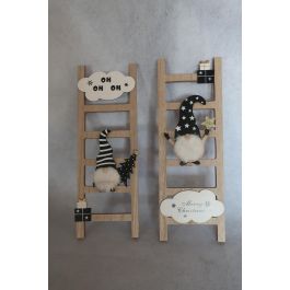 DKD Home Decor Decoración Navidad Moderna Escalera de MDF Natural, Negro y Blanco, 1.5x16x46 cm (6 Unidades) Surtido Aleatorio