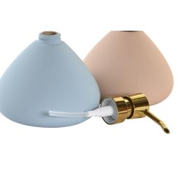 DKD Home Decor Dosificador Gres Azul Celeste Rosa 12.5 x 14.3 x 12.5 cm (6 Unidades)