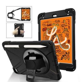 eSTUFF Funda AUSTIN Defender para iPad Mini 5/4, antigolpes, 3 capas silicona/PC, con soporte 360 y correa, negra