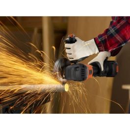 Black+Decker Amoladora Angular Inalámbrica BCG6L8F1S-QW 18V 115mm Sin Escobillas con Batería 4Ah, Cargador, 3 Discos y Bolsa
