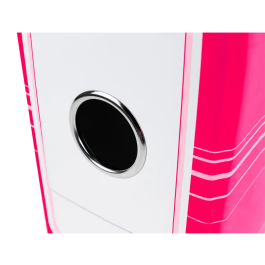 Liderpapel Archivador de Palanca A4 Filing System 80mm Rosa con Caja y Compresor Metálico Forrado