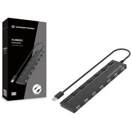 Conceptronic HUBBIES08B Hub USB 2.0 de 7 Puertos con Interruptores Individuales y LED