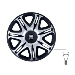 Omp Juego de 4 Tapacubos Speed Ghost Negro-Plata 13 Pulgadas OMPS07031312