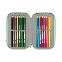 Estuche Escolar con Accesorios Disney Princess Bloom Rosa Aguamarina 12,5 x 19,5 x 5,5 cm 37 Piezas