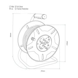 Enrollacables 50 m 3 g 1,50 mm² 4 tomas bipolares con t/tl con protector térmico