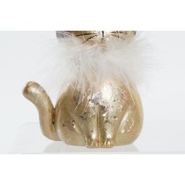 DKD Home Decor Figura de Navidad Gato Moderna Resina Dorado Blanco (2 Unidades) Surtido Aleatorio 6 x 15 x 9 cm