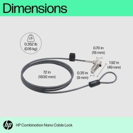 HP Candado de Cable de Combinación Nano para Portátiles HP con Ranura de Bloqueo Nano y Seguridad sin Llave