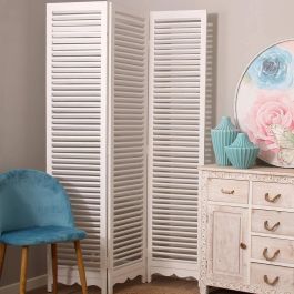 Atmosphera Biombo de madera de paulownia color blanco 170x40 cm