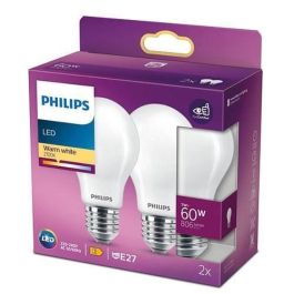 Philips Bombilla LED Equivalente 60 W E27 Blanco cálido no regulable, vidrio, juego de 2