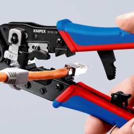 Knipex 97 51 13 Herramienta para prensar RJ-45 Crimpzange para Westernstecker, Negro/Azul/Rojo, 191mm