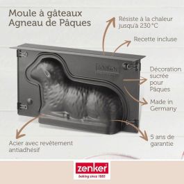 Zenker ZEN1695520256157 Juego de 2 Moldes 3D para Tartas con Forma de Cordero de Pascua - 900 ml
