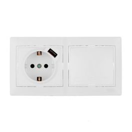 Kit de conmutador + base t/tl con usb + marco de 2 elementos 154x81x10mm serie europa solera kit-erp-room