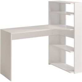 Parisot JUNIO Escritorio Esquinero Aglomerado Blanco Contemporáneo con Bandeja y 2 Estantes L 122 x P 64 x H 121 cm Parisot JUNIO Escritorio Esquinero Aglomerado Blanco Contemporáneo con Bandeja y 2 Estantes L 122 x P 64 x H 121 cm