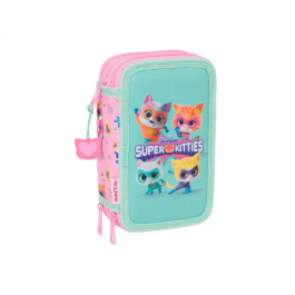 Plumier Triple SuperKitties Rosa Turquesa 12,5 x 19,5 x 5,5 cm 37 Piezas Precio: 15.49999957. SKU: B17XTAVVLF