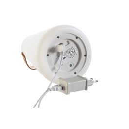DKD Home Decor Lámpara de Sobremesa USB Recargable para Terraza Jardín Exterior 2000mAh PE PU Blanco Marrón 13.5x13.5x23 cm