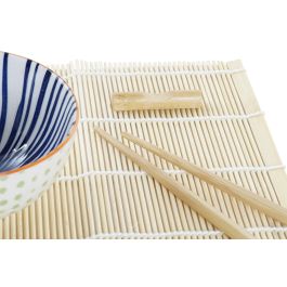 DKD Home Decor Set de 16 Piezas Sushi Oriental Gres y Bambú Azul Blanco Verde Naranja 14.5 x 14.5 x 31 cm