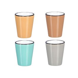 Vessia Vaso Ceramica 90 ml Borde Negro, Colores Claros Surtidos, 5.5 x 7 x 5.5 cm (Set de 48)