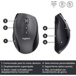 Logitech M705 Marathon Ratón Inalámbrico RF Charcoal con Desplazamiento Hiper-Rápido, Seguimiento Láser y Hasta 3 Años de Batería
