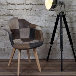 Home Deco Factory Silla Butaca Patchwork Marrón-Gris Essentiel - 62x59 cm; h.84 cm