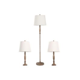 DKD Home Decor Lámpara de Pie Romántica Set de 3 (incluye 2 de sobremesa) Marrón y Crema 38x150x38 cm Metal Algodón E27 DKD Home Decor Lámpara de Pie Romántica Set de 3 (incluye 2 de sobremesa) Marrón y Crema 38x150x38 cm Metal Algodón E27