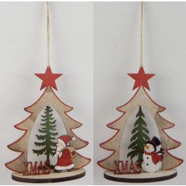 DKD Home Decor Decoración Colgante de Navidad Tradicional con Forma de Árbol de Madera en Colores Natural y Rojo (Set de 2 Unidades) - Medidas 6x14x18 cm Precio: 5.7354. SKU: B1J8ZD3TFQ