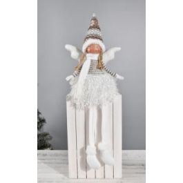 DKD Home Decor Figuras Navideñas de Ángel Fantasía Poliéster 15x48x22 cm (Largo x Alto x Ancho) Set de 2 Unidades Surtido Aleatorio