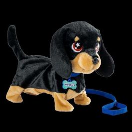 Bizak 64559091 Waggles, Mi Perrito Salchicha interactivo que camina, ladra, mueve la cola. Peluche suave, incluye correa