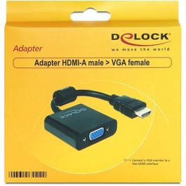 DeLOCK 65512 - Cable Adaptador HDMI Tipo A Macho a VGA Hembra, 0.254 m, Negro