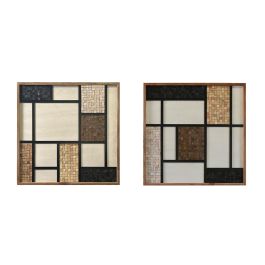 DKD Home Decor Cuadro Moderno Abstracto de Madera Reciclada Pino Marrón y Blanco 82x82x4 cm (2 Unidades) Precio: 218.79000022. SKU: B1CT2BZAHJ