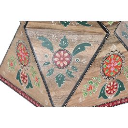 DKD Home Decor Mesita Auxiliar Indio Multicolor de MDF y Madera de Mango. Dimensiones: 35.8x35.8x46.5 cm (L x An x Al)