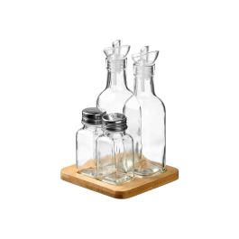 Set Aceitera, Vinagrera, Salero y Pimentero Vivalto - Vidrio, Madera y Metal (8 Unidades) Set Aceitera, Vinagrera, Salero y Pimentero Vivalto - Vidrio, Madera y Metal (8 Unidades)