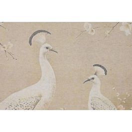 DKD Home Decor Lienzo Oriental Cerezo Aves Lino Amarillo Blanco 2.5 x 125 x 145 cm (4 Unidades)