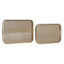 Bandeja Decoracion Scandi DKD Home Decor Natural 30 x 5.5 x 40 cm Set de 2