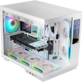 Mars Gaming MC-MIRAGE Caja Gaming Semitorre Blanca con Pantalla LCD IPS 7.2" y Cristal Templado Panorámico