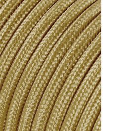 Edm Cable H03VV-F 2x0,75 mm² Tubular Cordón Textil Oro Oscuro 5 Metros
