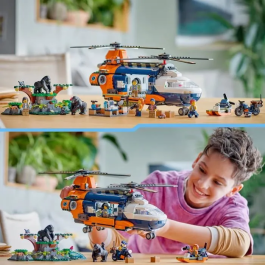 LEGO 60437 Helicóptero del Explorador de la Selva al Campamento Base, Juguete de Construcción para Niños y Niñas de 8 Años