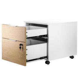 Phoenix technologies Cajonera Artisan Blanca, 2 cajones con sistema de cierre, ruedas con freno, 40x44.2x54.5 cm