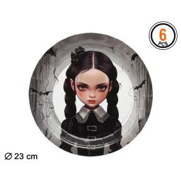 Platos Cartón 23 cm Niña Gótica con Fondo de Murciélagos - 6 Unidades para Halloween y Fiestas Temáticas Precio: 0.95000004. SKU: B16TQQHN9E