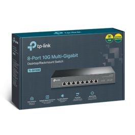TP-LINK Conmutador multigigabit de 8 puertos 10G PUERTO: 8 puertos RJ45 10G SPEC: Caja de acero de montaje en bastidor de 1U y 13 pulgadas FUNCION: Pl