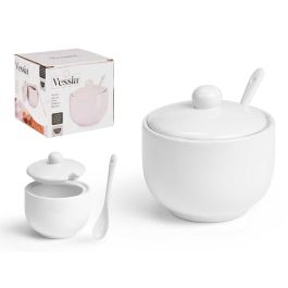 Azucarero Blanco Vessia con Cuchara 12x9.5x10 cm Cerámica 310 ml (24 Unidades) Precio: 61.49999966. SKU: B12JQDGZ5C
